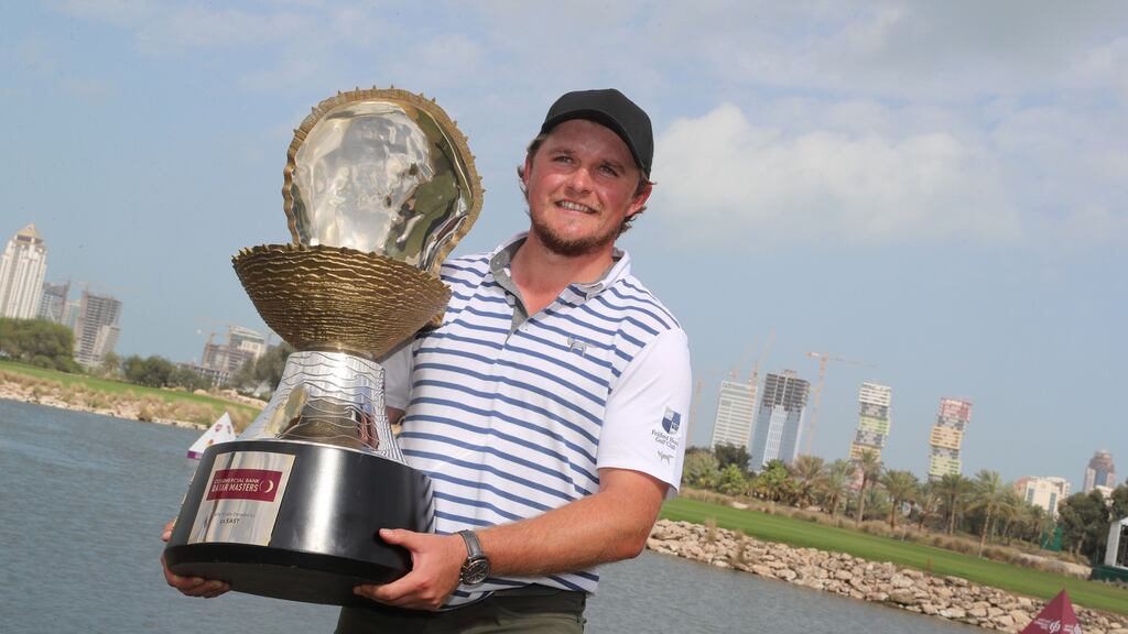 Eddie Pepperell secured his maiden European tour title with victory in the Qatar Master. Photograph: Karim Jaafar/AFP