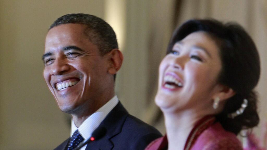 Former US president Barack Obama and Thailand’s prime minister Yingluck Shinawatra in 2012. Photograph: Jason Reed