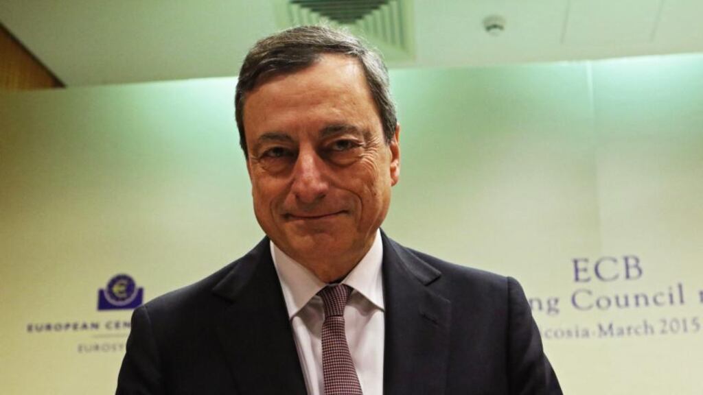 European Central Bank president Mario Draghi: the Euro’s decline is a repercussion of the European Central Bank’s bond-buying spree and growing expectations of a US interest rate rise. Photograph: EPA