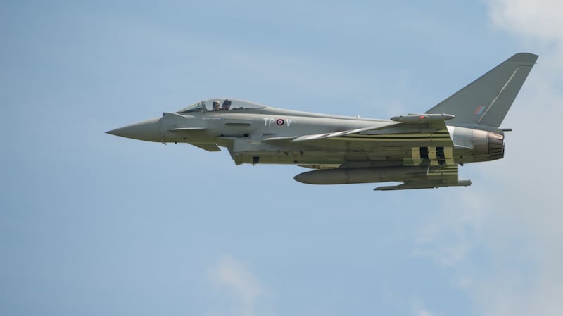RAF Typhoon jets launched from Lossiemouth air base in northeast Scotland, and Coningsby, in eastern England, in response to Russian aircraft near Derry and Donegal. File photograph: Getty