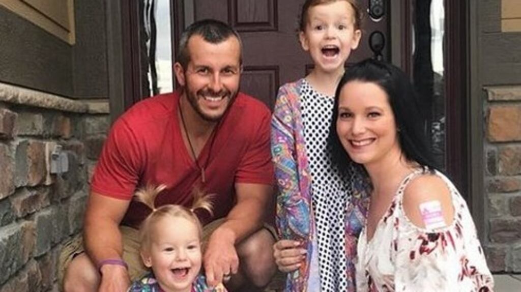 A picture shared by Shanann Watts on Instagram of her family, including Chris Watts and their daughters Celeste and Bella. Photograph: Instagram