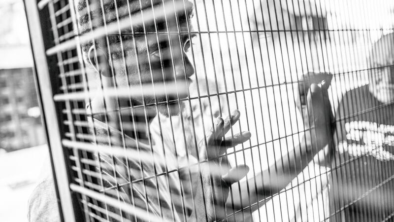 Suleiman Abdullah Salim visits a pigeon breeder in Johannesburg, South Africa, on  September 22nd. Photograph: Bryan Denton/New York Times