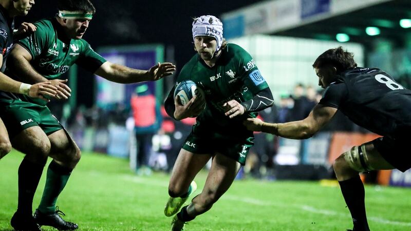 Mack Hansen continues to impress out in Galway. Photograph: Ben Brady/Inpho