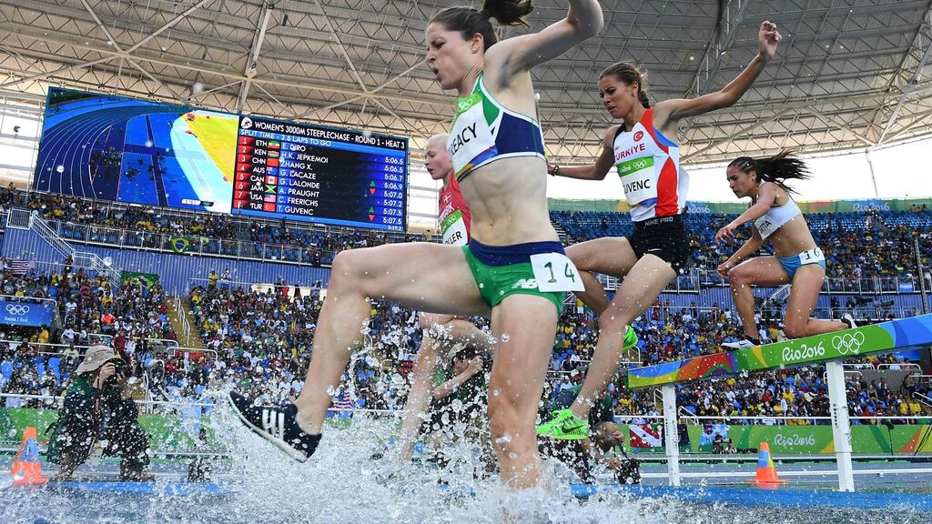 Ireland’s Sara Louise Treacy during the 3000m steeplechase round one on Saturday. Photograph: Getty Images
