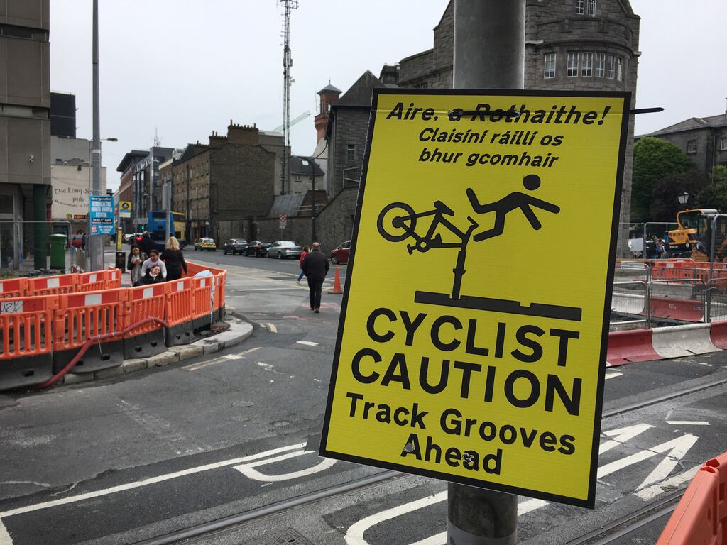 The authors of the study say more signage may be required alerting cyclists to the dangers of Luas tracks. Photograph: Bryan O'Brien/The Irish Times