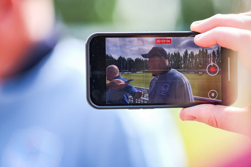 Jake White speaks to the media at St Mary's RFC. Photograph: Bryan Keane/Inpho