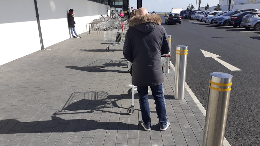 People queuing to enter an Aldi supermarket in Laytown, Co Meath, during the coronavirus lockdown. Photograph: iStock
