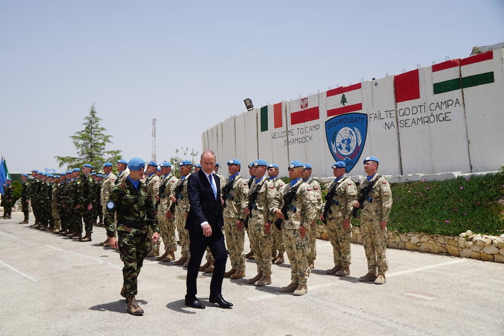 Taoiseach Michéal Martin visited Irish peacekeepers in Lebanon in May. Photograph: Hannah McCarthy