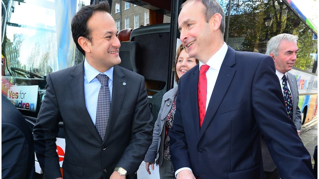 Leo Varadkar has said talks on any deal extension should begin before its  final budget, but Micheál  Martin has   said the arrangement allows for a review at the end of the year.   Photograph: Bryan O’Brien