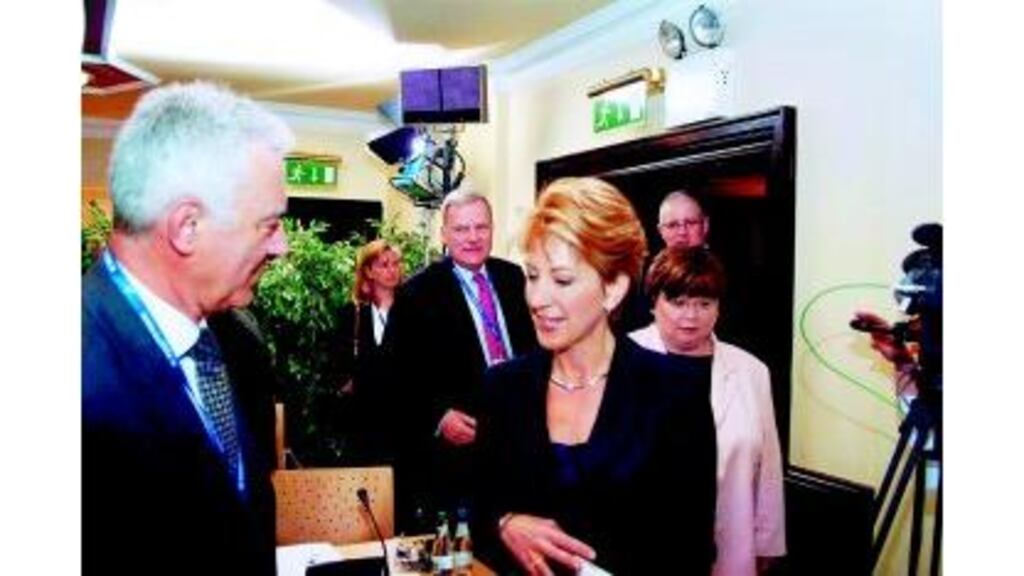 Ms Carly Fiorina, chairwoman and chief executive ,Hewlett Packard, with MR Jean Stephenne, president and general manager, GlaxoSmithKline Biologicals, Belgium, both speakers at the informal meeting of EU competition ministers in Dromoland, Co Clare
