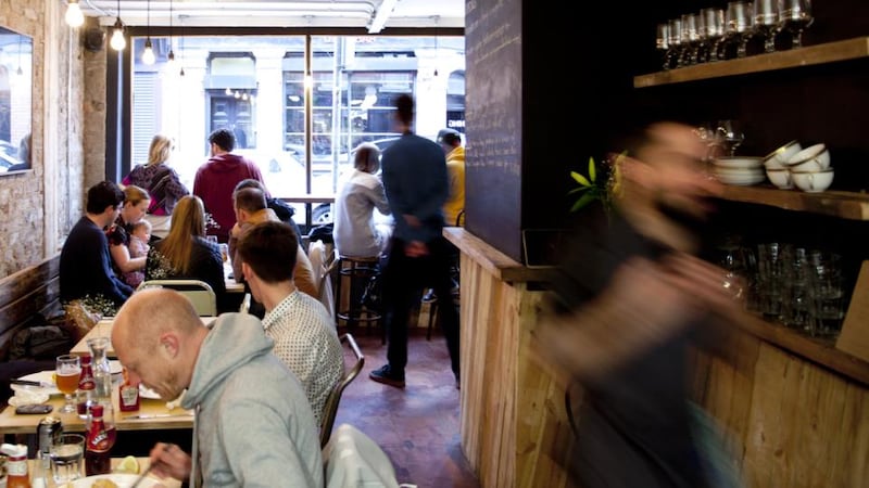 Fish Shop sits at the bottom of a townhouse near the Luas line in Queen Street, Dublin