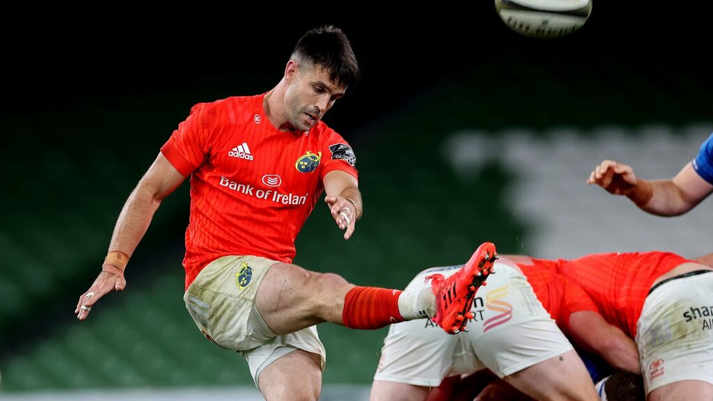 Conor Murray in action against Leinster. Munster remained blindly committed to the box kick tho little effect at the Aviva Stadium. Photograph: Billy Stickland/Inpho