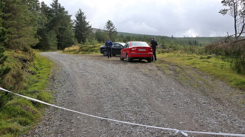Gardaí during their search of  a wooded area on Ballinascorney Hill conservationist Michael McCoy was found. Photograph:  Picture Colin Keegan/ Collins Dublin.