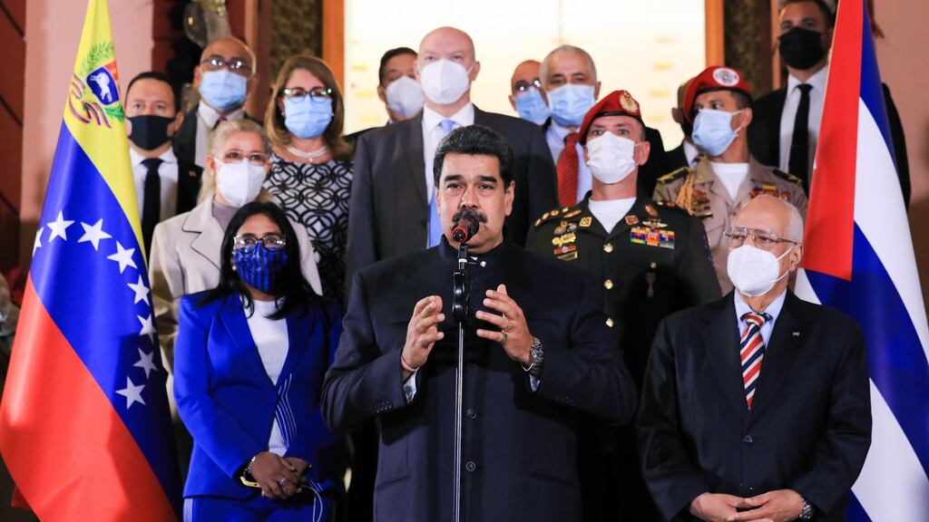 Venezuelan president Nicolas Maduro (centre). Photograph: EPA/Miraflores press office