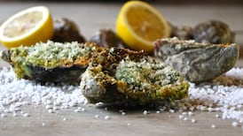 Oyster and wild garlic gratin