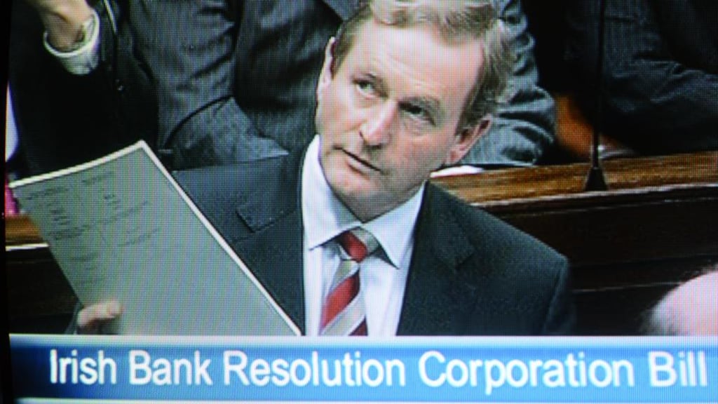 Taoiseach Enda Kenny in the Dáil in February 2013 as legislation is moved to dissolve IBRC. Photograph; screegrab from Oireachtas TV/Frank Miller /The Irish Times.