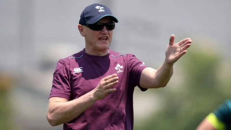 Ireland coach Joe Schmidt during training in Tokyo: ‘I’m completely jumbled.’ Photograph:  Ryan Byrne/Inpho