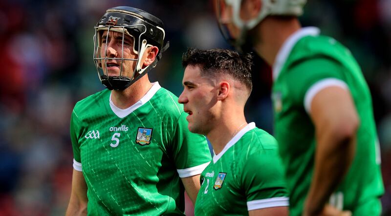 Limerick’s Diarmaid Byrnes dejected after Sunday's defeat to Cork. Photograph: Ryan Byrne/Inpho