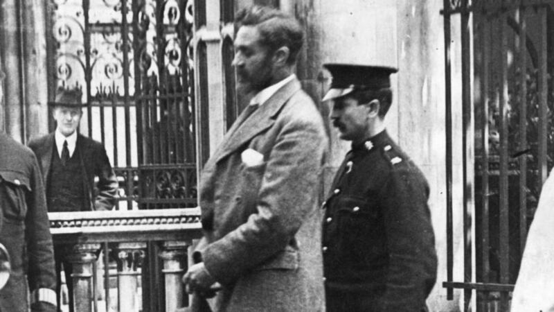 Roger Casement is escorted to the gallows of Pentonville Prison, London. Photograph: Getty
