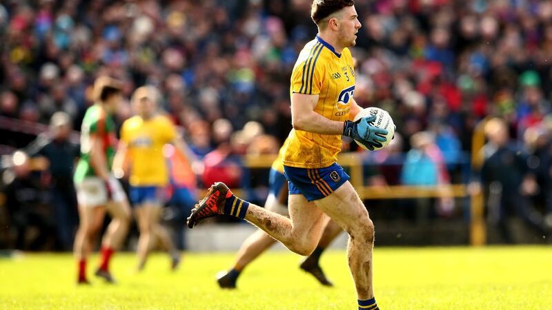 Looking up. Neil Collins in action against Mayo last year in Hyde Park. Photograph: Inpho