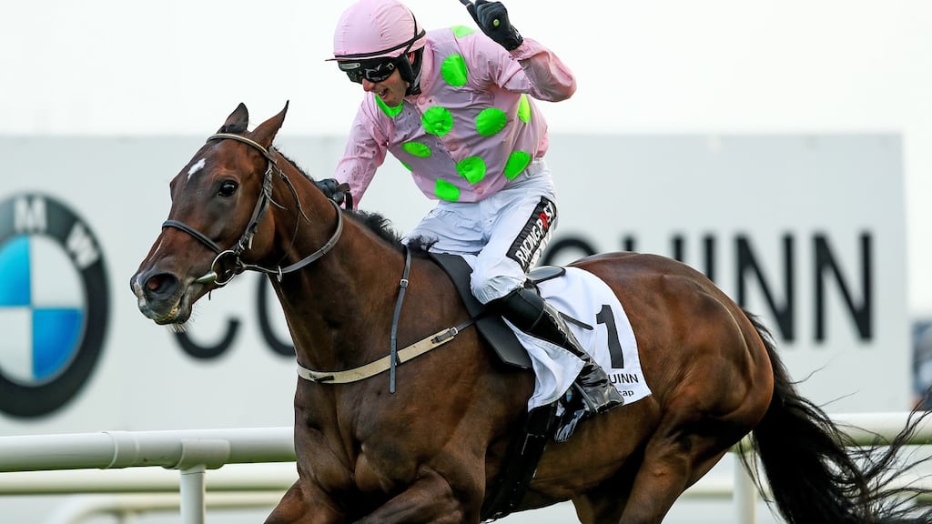 Danny Mullins on Riven Light wins the Mile Handicap race at the Galway Festival. Photograph: Inpho