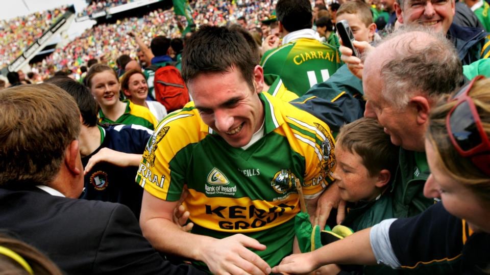 Captain Declan O’Sullivan is mobbed by adoring fans moments after Kerry won the All Ireland against Cork 2007. Photograph: Kate Geraghty/Irish Times