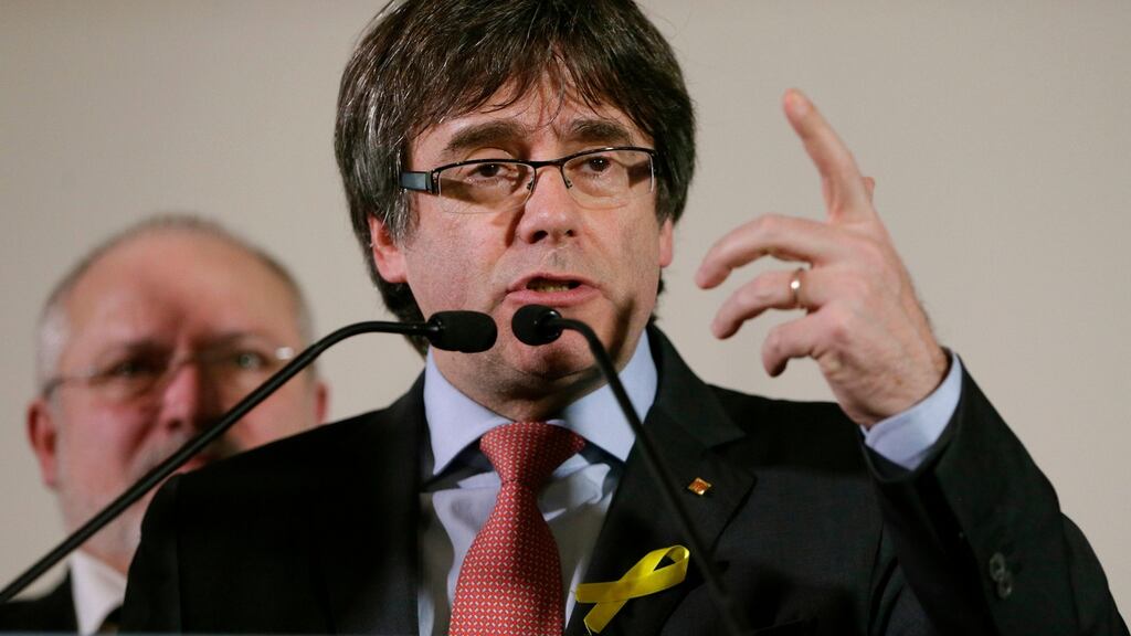 Catalan independence leader Carles Puigdemont, who is in exile in Belgium. Photograph: Virginia Mayo/AP