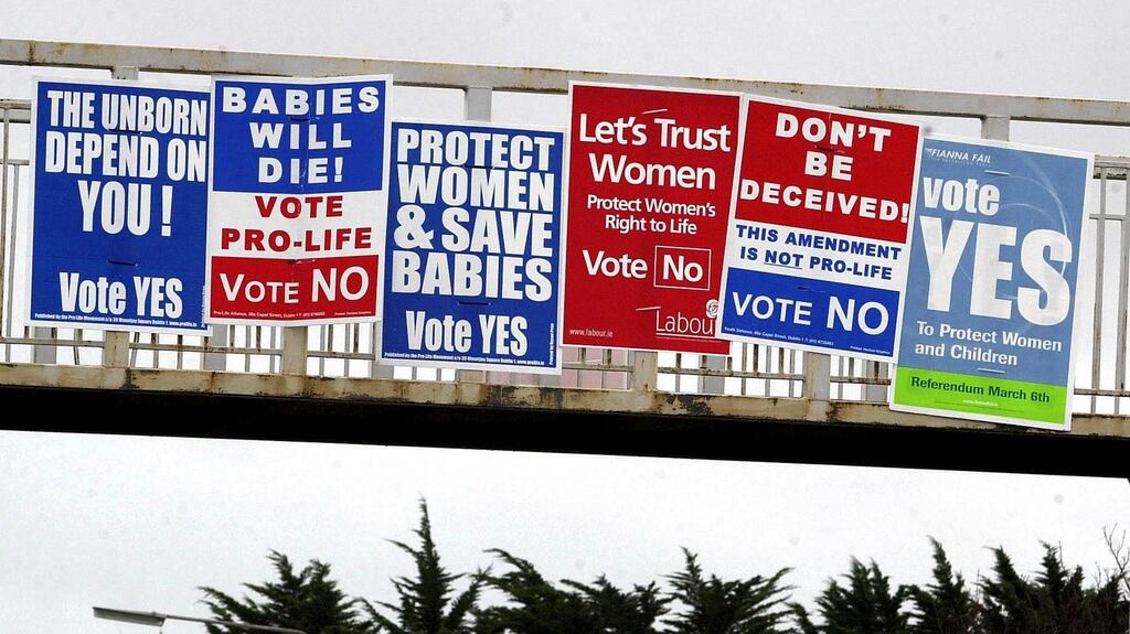 Posters in Dublin before the referendum on the 25th Amendment in 2002. Photograph: David Sleator