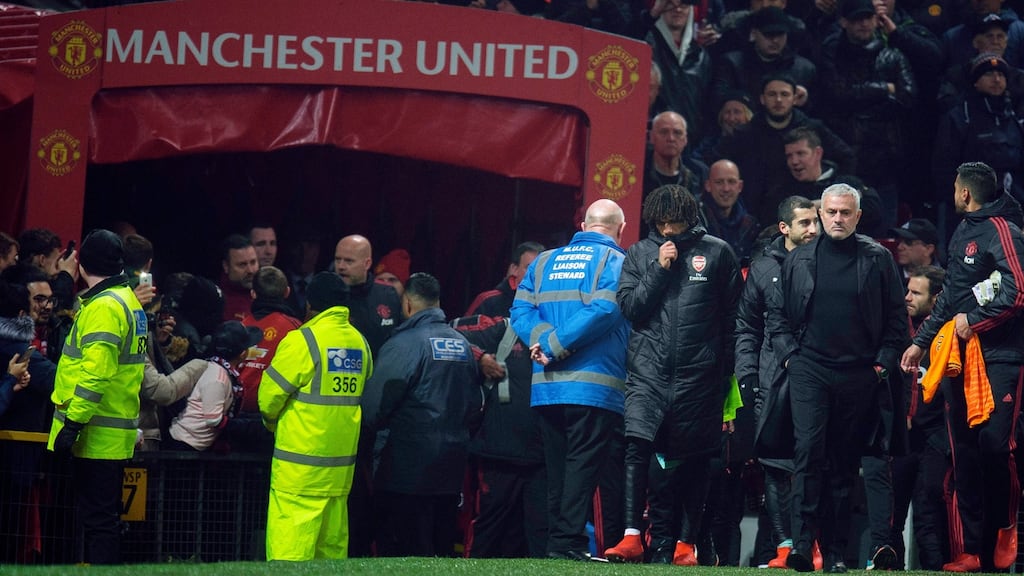 Manchester United manager Jose Mourinho at Old Trafford on Wednesday night. Photograph: Getty Images