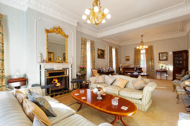 Renovation work involved restoring the beautiful ceiling plasterwork in the triple-aspect drawingroom.