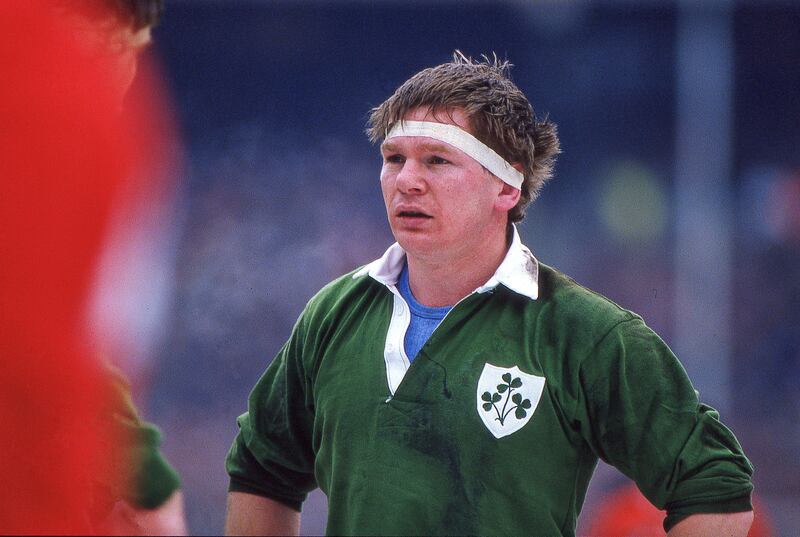 Ireland’s Ciaran Fitzgerald at the England vs Ireland Five Nations Championship match in Twickenham in March 1986. Photograph: Billy Stickland/Inpho