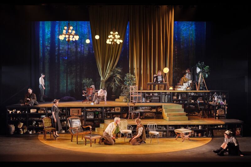 Children of the Sun: Colin Campbell, Peter Newington, Fiona Bell, John Cronin, Stuart Graham, Ian Toner, Rebecca O'Mara, Aislín McGuckin and Eavan Gaffney in Hilary Fannin's Maxim Gorky adaptation, directed at the Abbey Theatre by Lynne Parker. Photograph: Ros Kavanagh