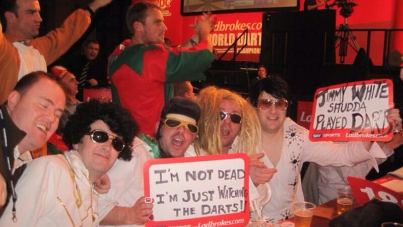 Mark Moran, Jarlath Keaney, Norbert Grey and Graham Milne at the World Darts Championship in London.