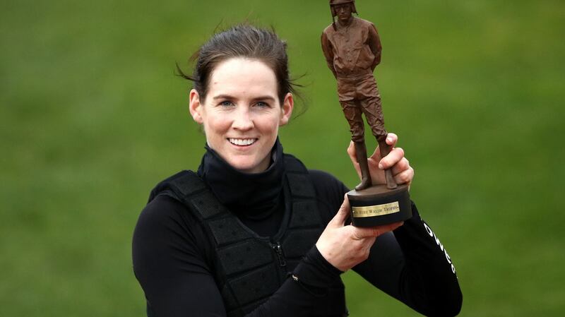 Rachael Blackmore poses with The Ruby Walsh Trophy on Day Four of the Cheltenham Festival on March 19th. Photograph: Pool/AFP via Getty Images