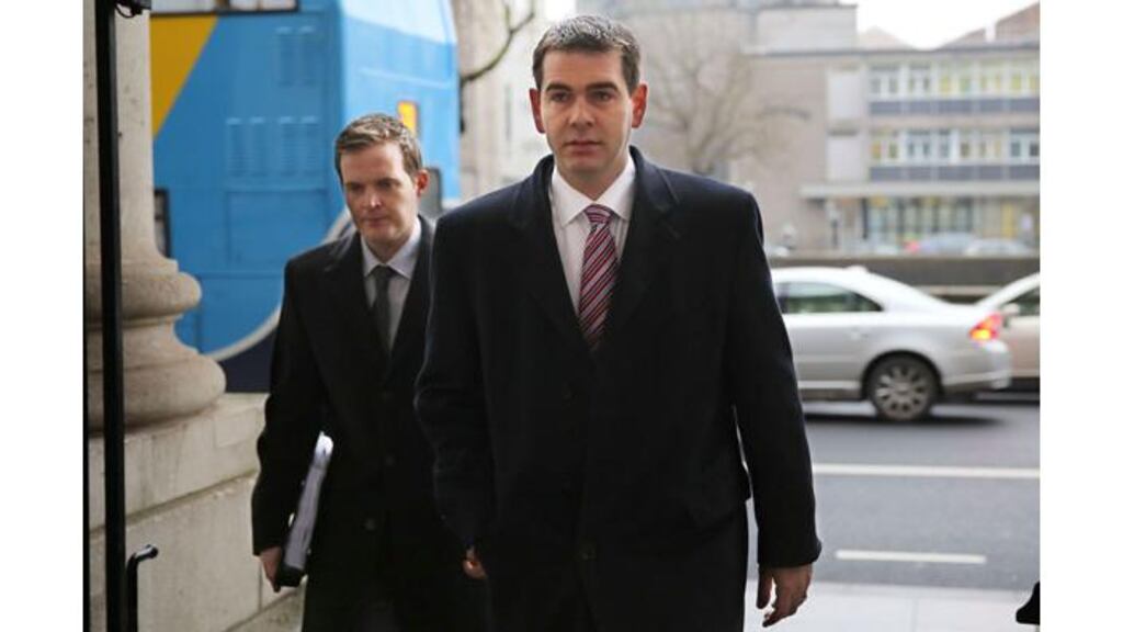 Stephen Kelly and Sean Quinn Jr arriving at today's High Court hearing. Photograph: Collins
