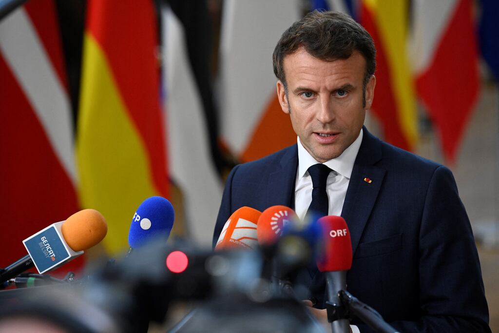 French president Emmanuel Macron: 'In the context that we all know, the context of war, of energy tensions and a wider crisis, it is important that Britain quickly re-find political stability.' Photograph: John Thys/AFP via Getty Images