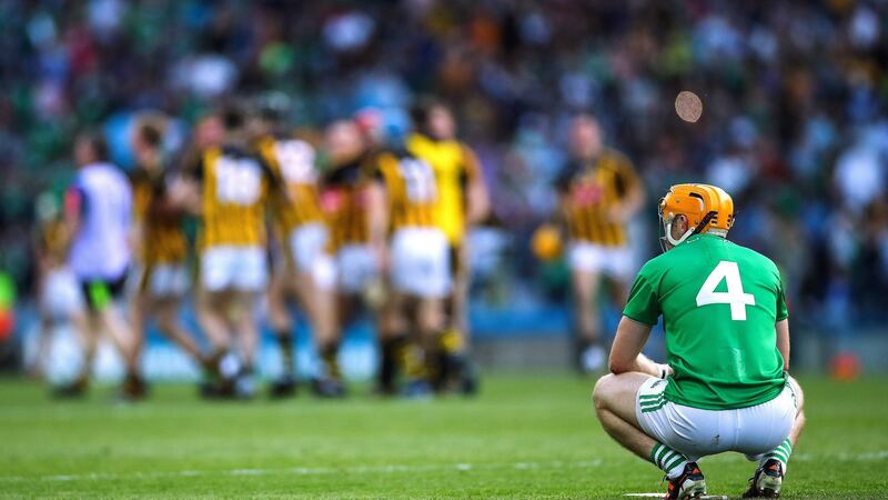 Limerick’s Richie English after the 2019 loss to Kilkenny. Photograph: Inpho/James Crombie