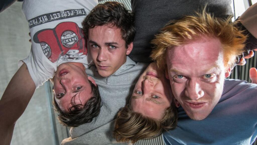 Punk Rock: Rhys Dunlop, Jonah Hauer-King, Ian Toner and Rory Corcoran in Simon Stephens’s play. Photograph: Neil Harrison