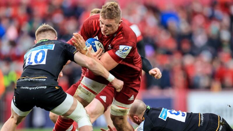 Gavin Coombes has impressed for Munster but breaking into Ireland’s backrow is a huge challenge just now. Photograph: Billy Stickland/Inpho