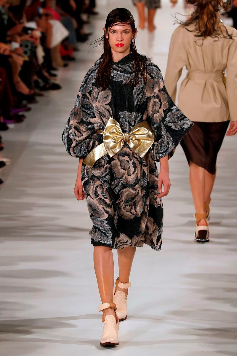 A model presents a creation for Maison Margiela during the women’s 2018 spring/summer ready-to-wear collection fashion show in Paris, on September 27th, 2017. Photograph: Getty Images