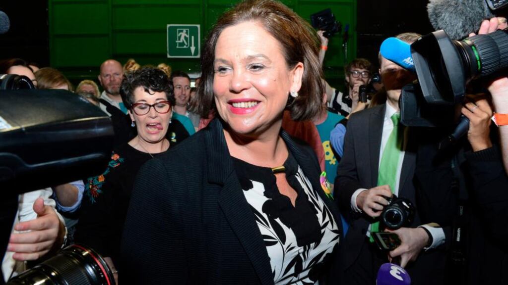 Mary Lou McDonald at the RDS during the count. Photograph: Cyril Byrne