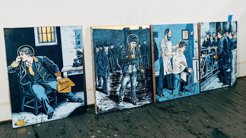 Pieces for the Oscar Wilde Temple installation Peter McGough’s studio in Brooklyn. Photpgraph: Andrew White/The New York Times