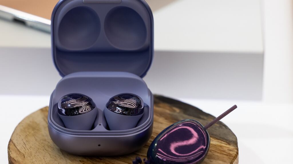 A Samsung Electronics Co. Galaxy Buds Pro earphones displayed at the company's Digital Plaza store in Seoul, South Korea, on Tuesday, Jan. 26, 2021. Samsung is schedule to announce fourth-quarter earning figures on Jan. 28. Photographer: SeongJoon Cho/Bloomberg
