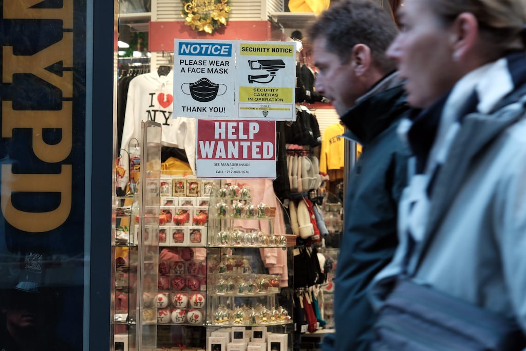 US employers added 150,000 new roles last month, according to the Bureau of Labor Statistics, down from a revised 297,000 added in September. Photograph: Spencer Platt/Getty Images