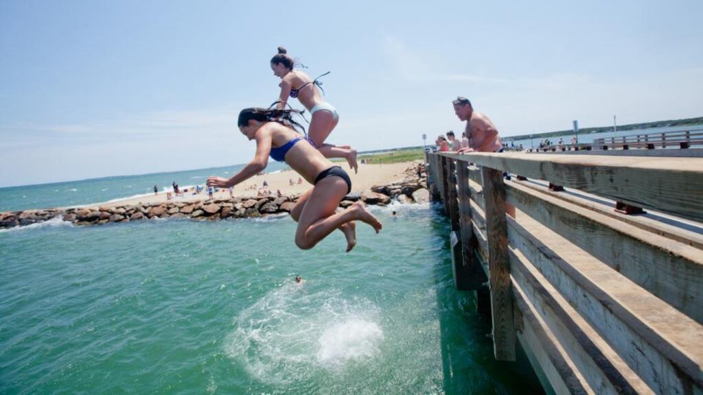 Big Bridge, also known as the Jaws bridge, where leaping into the water at high tide is a rite of summer. Photograph: Erik Jacobs/New York Times
