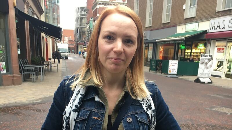 Lisa Ross (30), a healthcare assistant from Downpatrick, said: “Sinn Féin and the DUP are not able to sort this out themselves so I feel Martin McGuinness has to resign, to make a stand.” Photograph: Amanda Ferguson