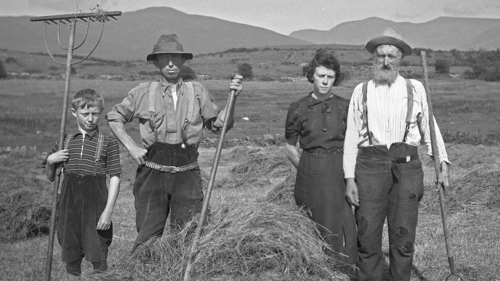 Farmers saving the hay, near Burrishoole, Co Mayo, 1943. Photograph by Helen Hooker O’Malley (1905-1993)