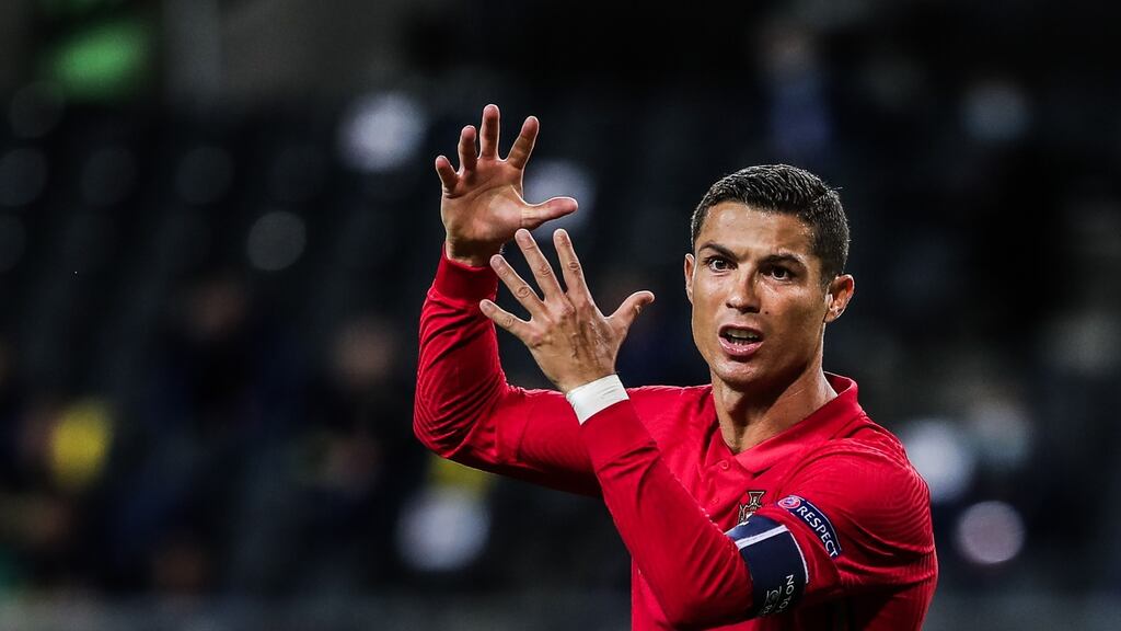 Cristiano Ronaldo has tested positive for coronavirus and will miss the Nations League game against Sweden. Photograph: Mario Cruz/EPA