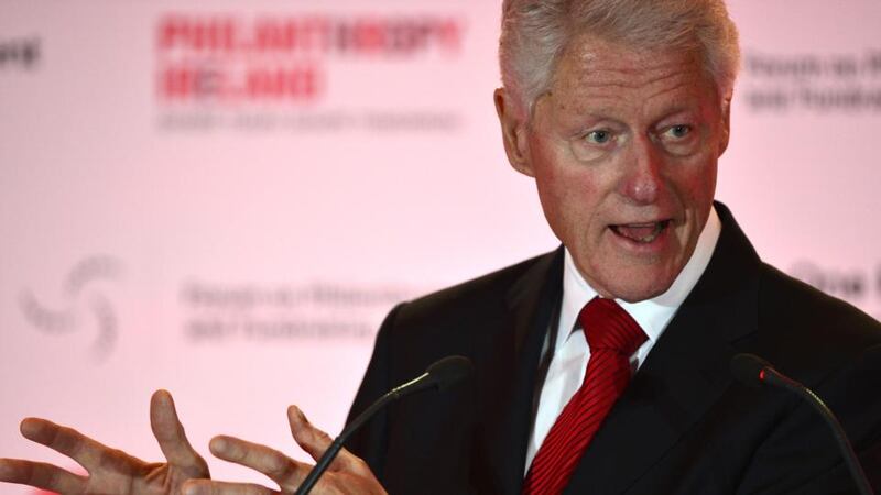 Former US president Bill Clinton speaking at the Conrad Hotel in Dublin last night. Photograph: Alan Betson/The Irish Times
