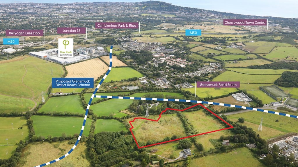 An aerial view of the Carrickmines land shows its close proximity to the M50